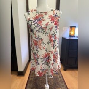 Apt 9 sleeveless white floral print  lined top